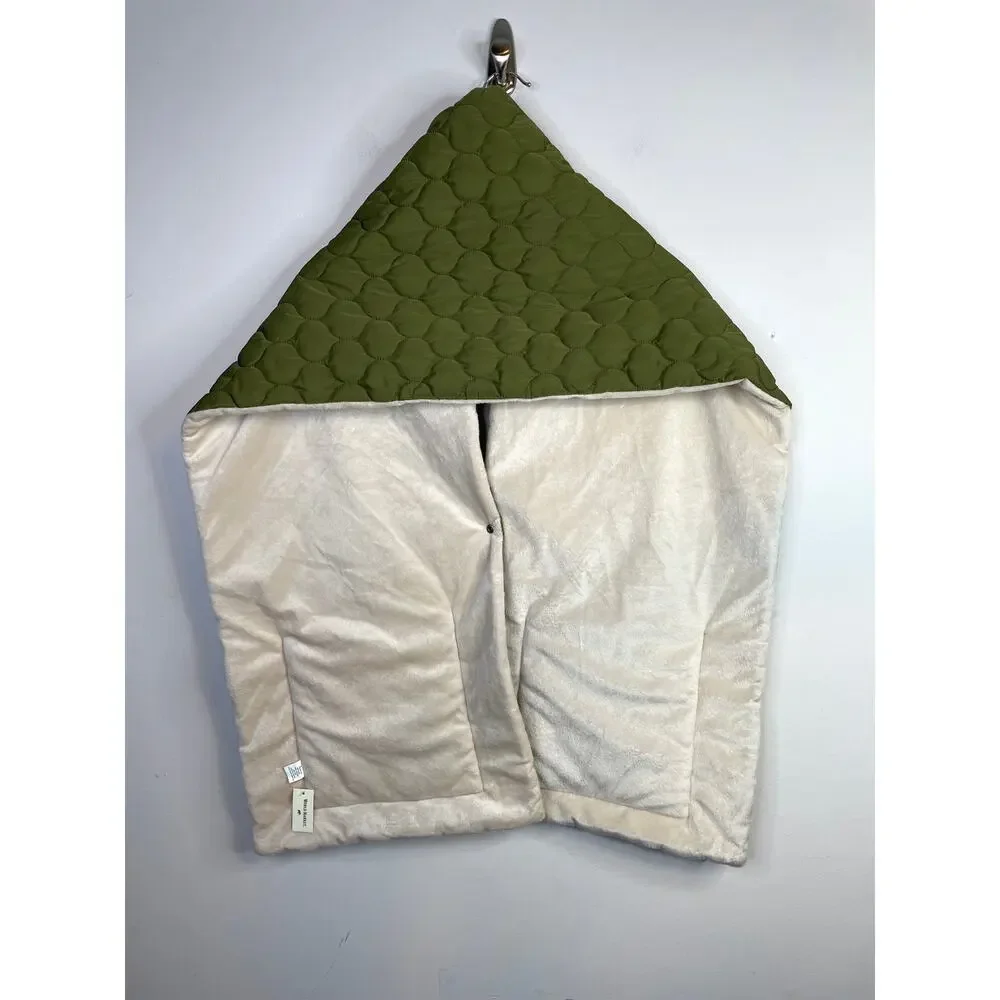 World Market Olive Green Puffer Scarf Shawl Wrap Faux Fur Lining  New One Size